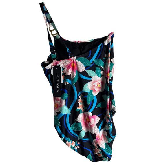 La Blanca Nightfall Floral Print One Shoulder One Piece Swimsuit Size 8 - Picture 7 of 11